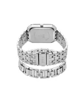 Jones New York Men's Analog Shiny Silver-Tone Metal Watch 31mm Bracelet Gift Set