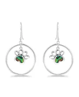 Macy's Abalone Inlay "Paw" Circle Fishhook Drop Earrings