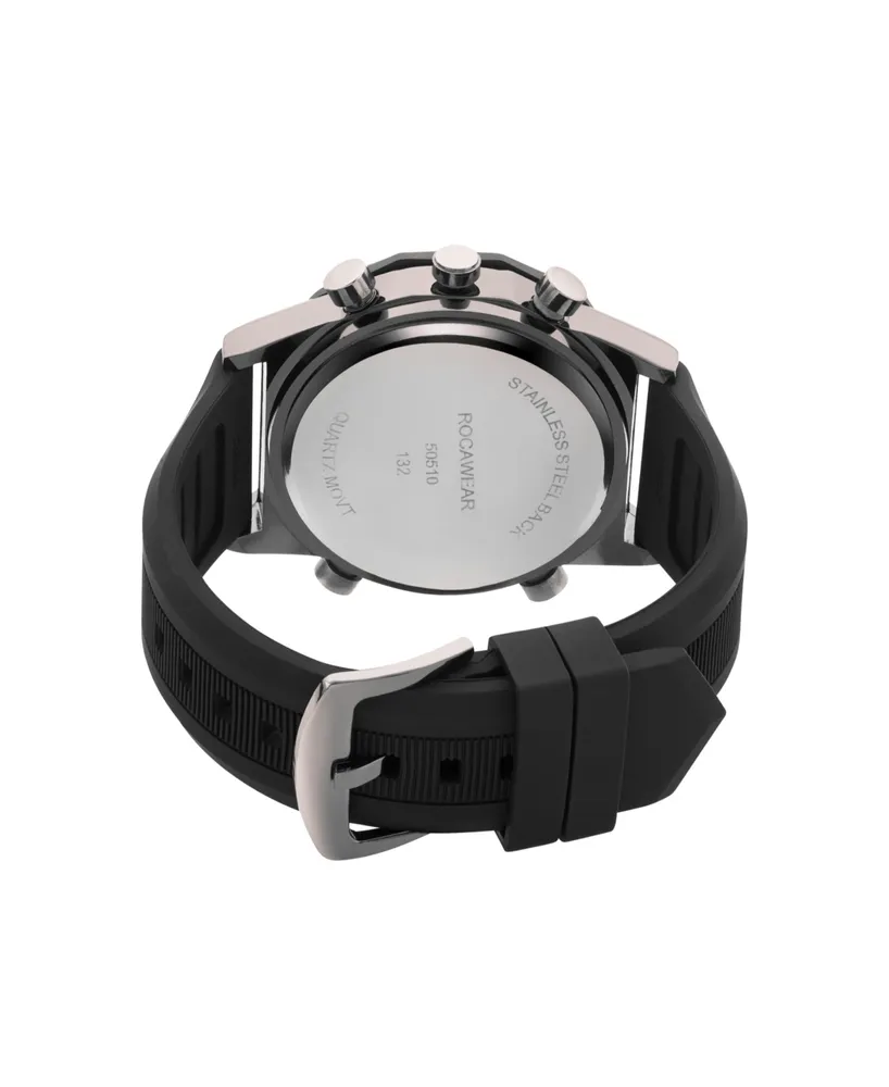 Rocawear Men's Analog-Digital Silicone Strap Watch 46mm