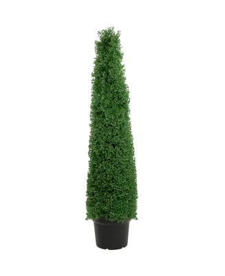 4' Artificial Boxwood Cone Topiary Tree with Pot Unlit