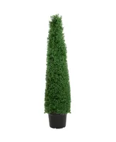 4' Artificial Boxwood Cone Topiary Tree with Pot Unlit