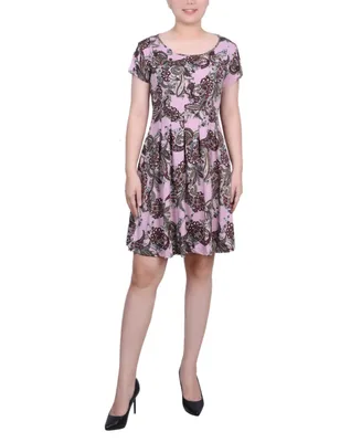 Ny Collection Petite Short Sleeve Seamed Dress