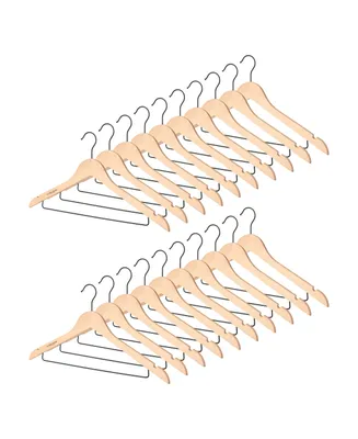 WeThinkStorage Pack of 20 Slim Wood Hangers with Lower Bar