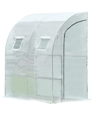 Aoodor 6.3ft. x 3.3ft. x 7.2ft. Green Walk-in Greenhouse Lean to Portable Wall Two Zipper Door