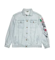 Cross Colours Mens Oversize Denim Graffiti Jacket