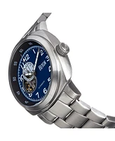 Men's Reign Impaler Semi-Skeleton Stainless Steel Bracelet Watch - Blue/Silver