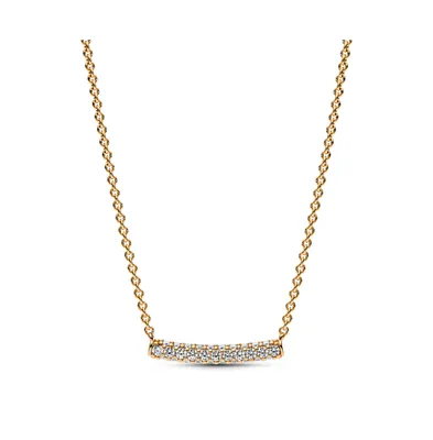 Pandora Timeless 14K Gold-Plated Pave Cubic Zirconia Single-Row Bar Collier Necklace