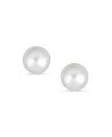 Bling Jewelry Small Minimalist Cz 10K Gold 5MM White Freshwater Cultured Button Pearl Stud Earrings Secure Screw Back