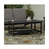 Riviera All-Weather Poly Resin Wood Two Tiered Adirondack Slatted Coffee Conversation Table