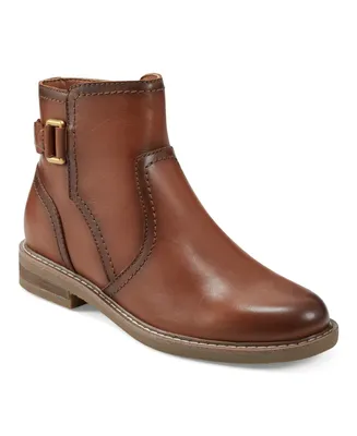 Earth Women's Jenna Round Toe Casual Stacked Heel Booties