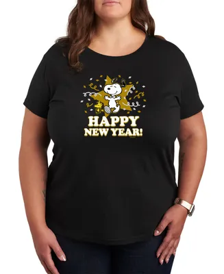 Air Waves Trendy Plus Peanuts New Year Graphic T-shirt