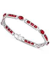 Synthetic Ruby Link Bracelet Sterling Silver (Also Sapphire)