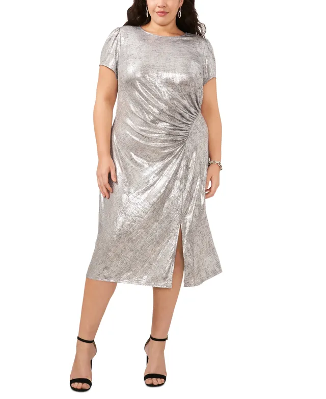 Vince Camuto Plus Metallic Ruched Midi Dress