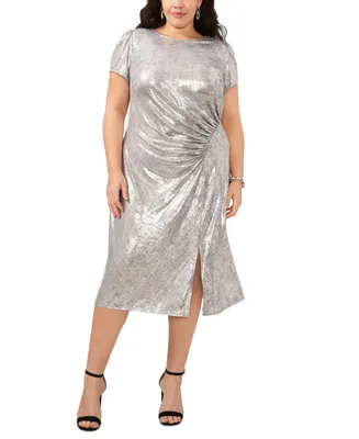 Vince Camuto Plus Size Metallic Ruched Midi Dress