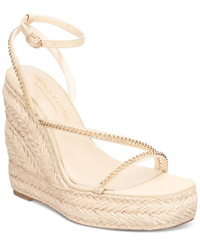 Things Ii Come Women's Dina Luxurious Asymmetrical Espadrille Wedge Sandals