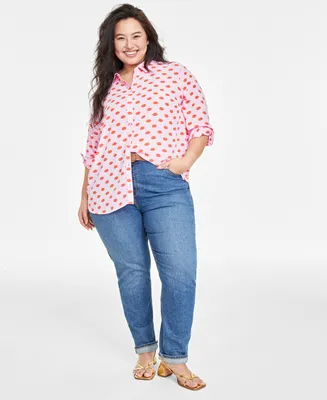 On 34th Plus Lip-Print Shirt, Created for Macy's