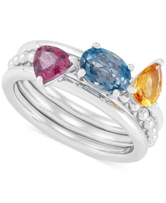 3-Pc. Set Multi-Gemstone Stacking Rings (1-3/4 ct. t.w.) in Sterling Silver - Multi
