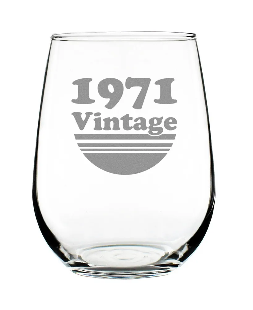 Bevvee Vintage-Like 1971 52nd Birthday Gifts Stem Less Wine Glass, 17 oz