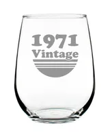 Bevvee Vintage-Like 1971 52nd Birthday Gifts Stem Less Wine Glass, 17 oz
