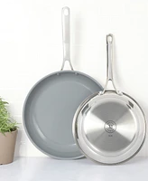 Martha Stewart Collection Delaroux Stainless Steel 2 Piece Fry Pan Set