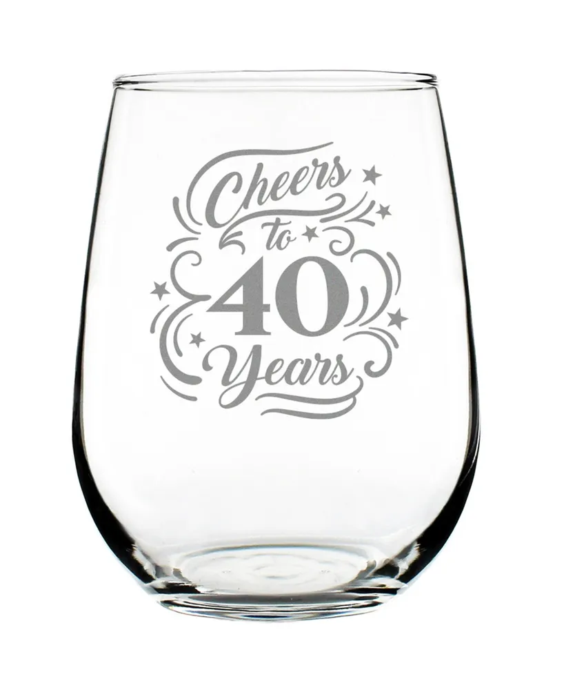 Bevvee Cheers to 40 Years 40th Anniversary Gifts Stem Less Wine Glass, 17 oz