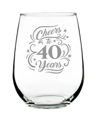 Bevvee Cheers to 40 Years 40th Anniversary Gifts Stem Less Wine Glass, 17 oz