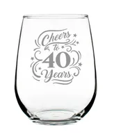 Bevvee Cheers to 40 Years 40th Anniversary Gifts Stem Less Wine Glass, 17 oz