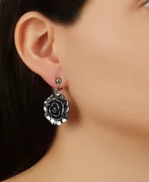 2028 Silver-Tone Flower Drop Clip Earrings