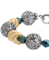 2028 Green Glass Acrylic Bead Link Bracelet