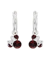 Disney Minnie Mouse Silver Plated Hoop Latch Back Birthstone Earrings - January