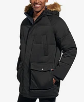 Tommy Hilfiger Men's Long Quilted Parka with Removable Faux-Fur Trim