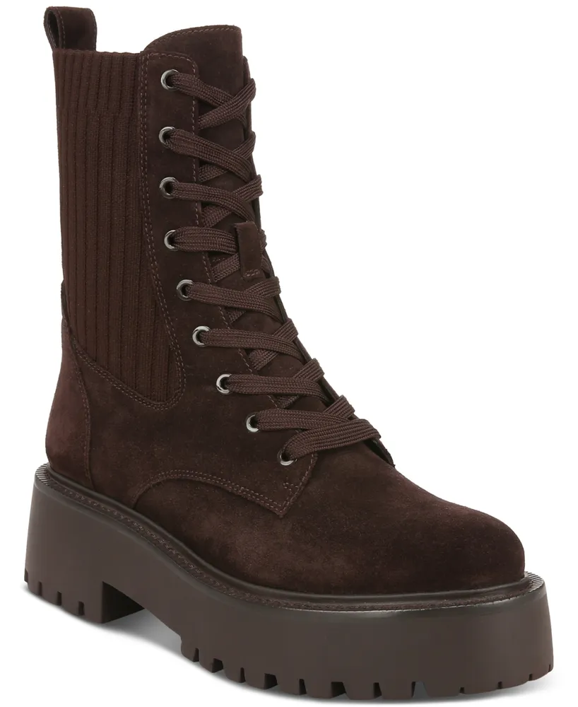 Sam Edelman Women's Evina Lace-Up Knit Combat Boots