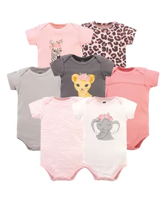 Hudson Baby Baby Girls Cotton Bodysuits Safari, 7-Pack