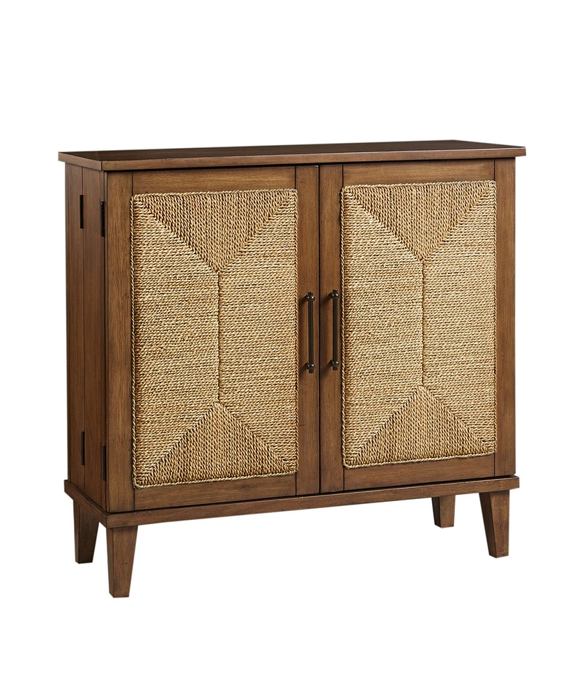 Ink+Ivy 36" Seagate Wide Handcrafted Sea Grass 2-Door Wood Accent Chest