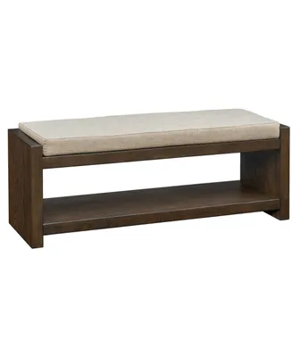 Madison Park 48" Ivan Wide Wood Accent Bench with Lower Shelf