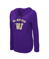 Women's Colosseum Purple Washington Huskies My Lover Lightweight Hooded Long Sleeve T-shirt