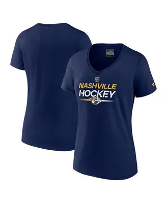 Women's Fanatics Navy Nashville Predators Authentic Pro V-Neck T-shirt