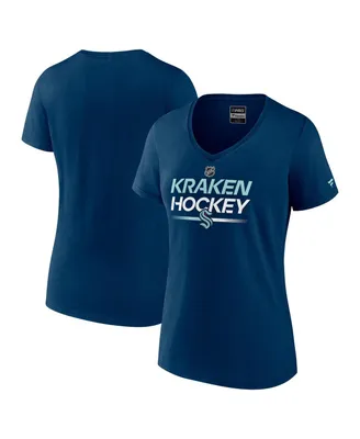 Women's Fanatics Deep Sea Blue Seattle Kraken Authentic Pro V-Neck T-shirt