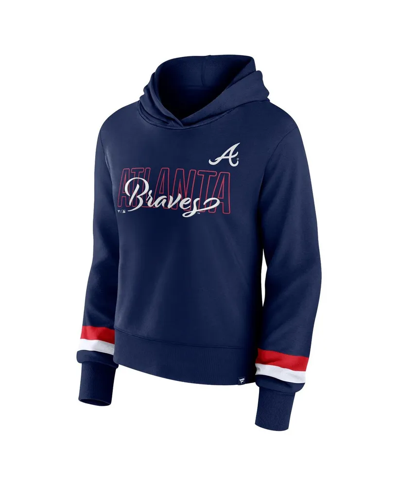 Women's Fanatics Navy Atlanta Braves Over Under Pullover Hoodie