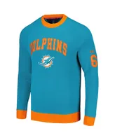 Men's Tommy Hilfiger Aqua, Orange Miami Dolphins Reese Raglan Tri-Blend Pullover Sweatshirt