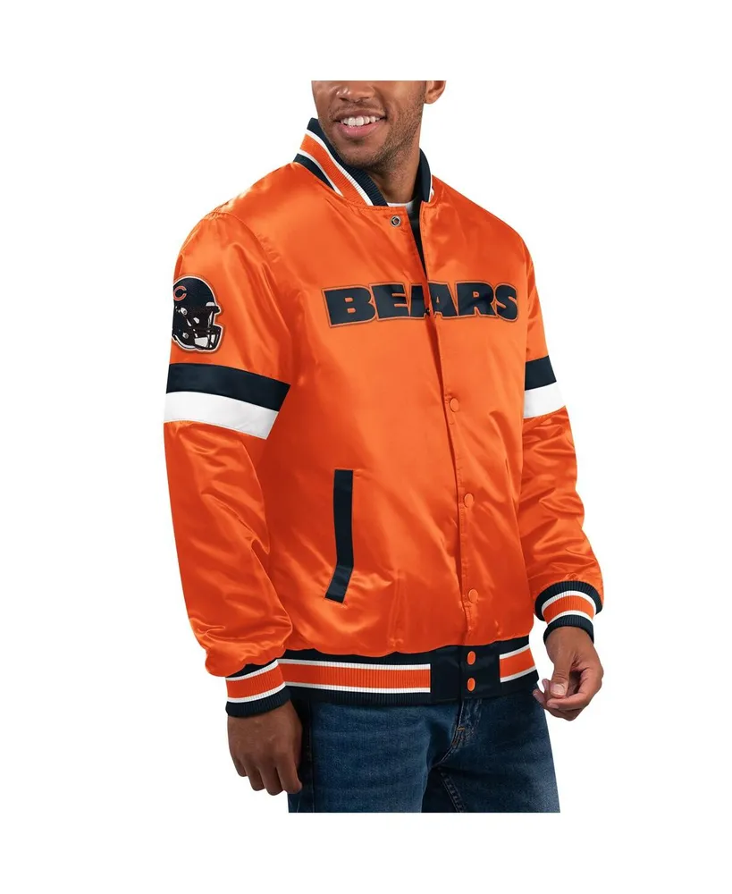 Men's Starter Orange Chicago Bears Home Game Satin Full-Snap Varsity Jacket