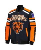 Men's G-iii Sports by Carl Banks Navy Chicago Bears Power Forward Racing Full-Snap Jacket