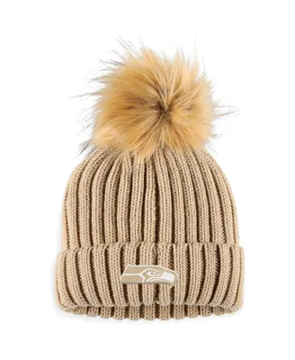 Women's Wear by Erin Andrews Natural Seattle Seahawks Neutral Cuffed Knit Hat with Pom