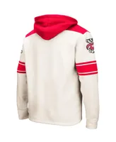 Men's Colosseum Cream Wisconsin Badgers 2.0 Lace-Up Pullover Hoodie