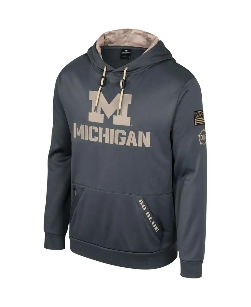 Men's Colosseum Charcoal Michigan Wolverines Oht Military-Inspired Appreciation Pullover Hoodie