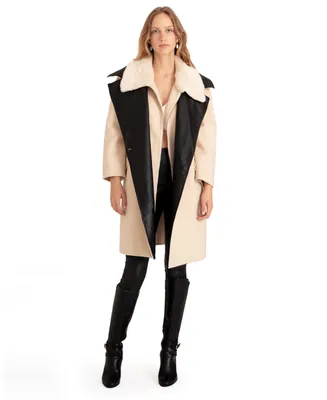 Women's Watch Me Go Oversized Leather Trimmed Coat