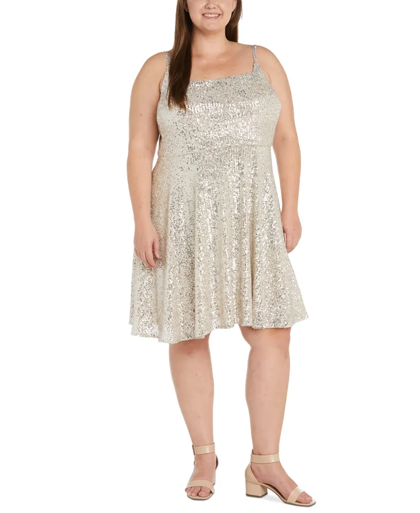 Morgan & Company Trendy Plus Size Sequin Skater Dress