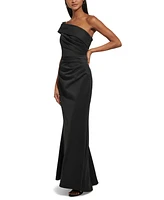 Eliza J Women's Asymmetric-Neck Side-Pleat Scuba Gown