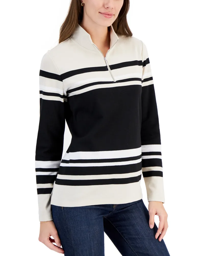 Karen Scott Women's 1/4-Zip Pullover Top, Created for Macy's
