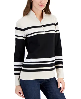 Karen Scott Women's 1/4-Zip Pullover Top, Created for Macy's